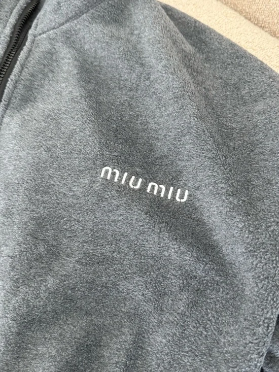 Miu Miu Charcoal Gray Full-Zip Fleece Jacket - Picture 4 of 7